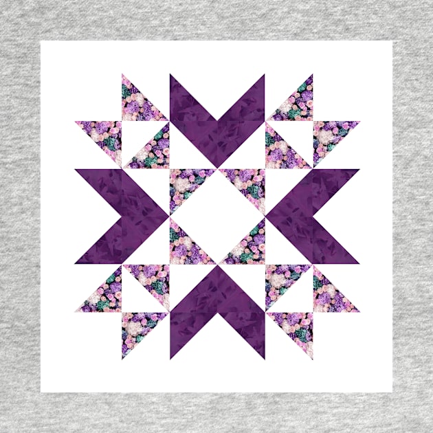 Traditional vintage quilt block pattern purple by InkLove